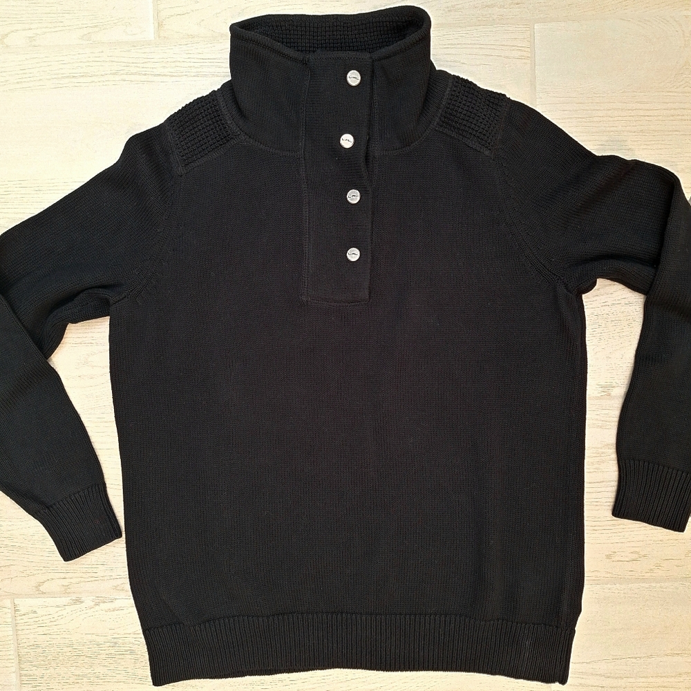 Lauren Ralph Lauren Black Heavy Cotton Button Long Sleeve Knit Sweater Size XL - Picture 6 of 8